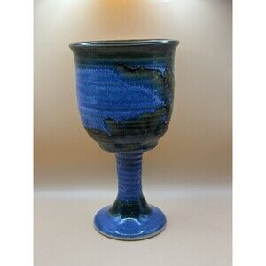 Gorgeous Stoneware Cup Chalice Art Pottery Goblet - Signed RH